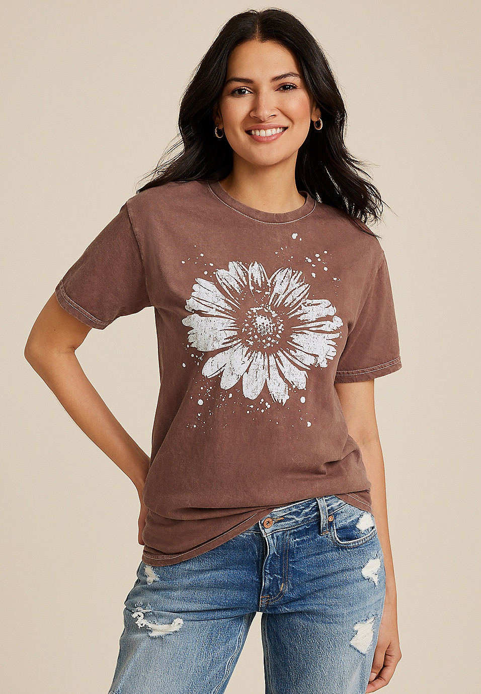 Splatter Flower Relaxed Fit Graphic Tee | Maurices