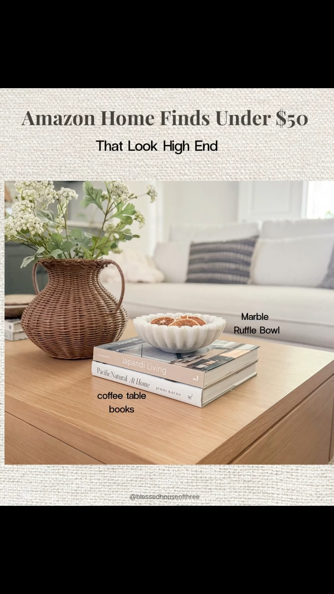 Amazon home finds under $50 that look high end 🤍 these are the pieces I use to style my home for that elevated, organic modern look without spending a fortune — from neutral coffee table books and a marble ruffle bowl to a glass vase and small side table, these are the affordable home decor finds that make your space feel designer on a budget. Organic modern home decor under $50  Perfect for living room styling, coffee table decor, and everyday home updates that feel timeless and curated. Follow me on LTK for daily home decor finds, Amazon favorites, and affordable styling ideas.

#LTKSaleAlert #LTKHome #LTKSeasonal