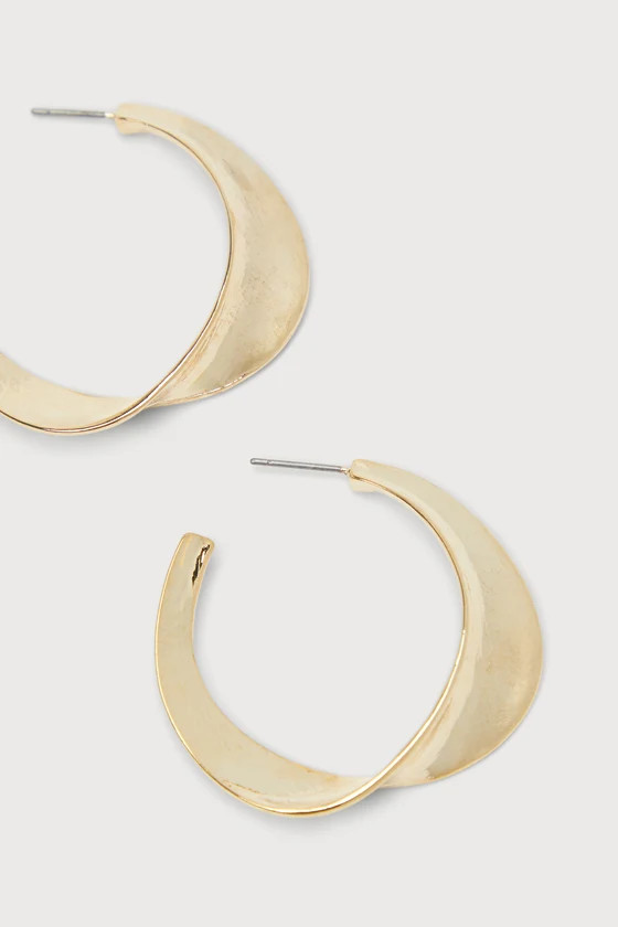 Radiant Focus Gold Oversized Twisted Hoop Earrings | Lulus (US)