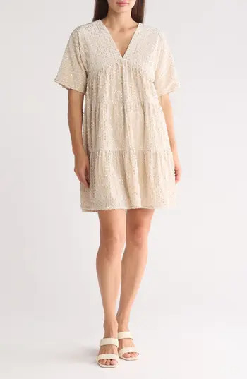 WISHLIST Baby Doll Dress in White Sequence at Nordstrom Rack, Size Small/medium | Nordstrom Rack