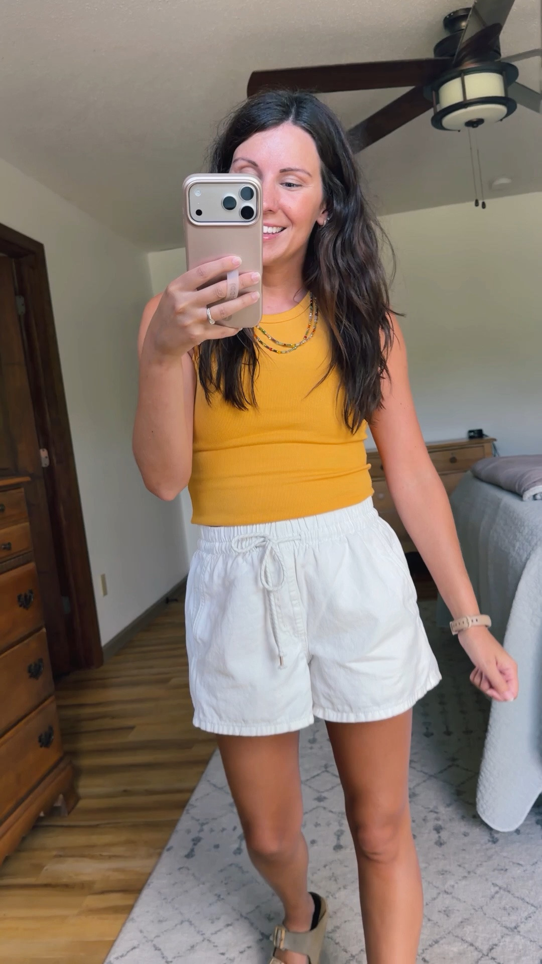 small in my bra, small in my tank, and xs in my white shorts (they also come in blue denim). My sandals are size 36.

#LTKPetite #LTKgrwm #LTKSeasonal