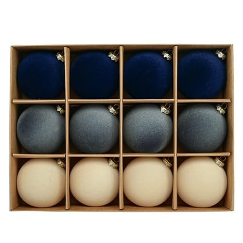 ChYoung 12pcs Velvet Christmas Ornaments Balls - 2.4 inch Large Flocked Baubles Hanging Set for Christmas Tree Decor | Amazon (US)