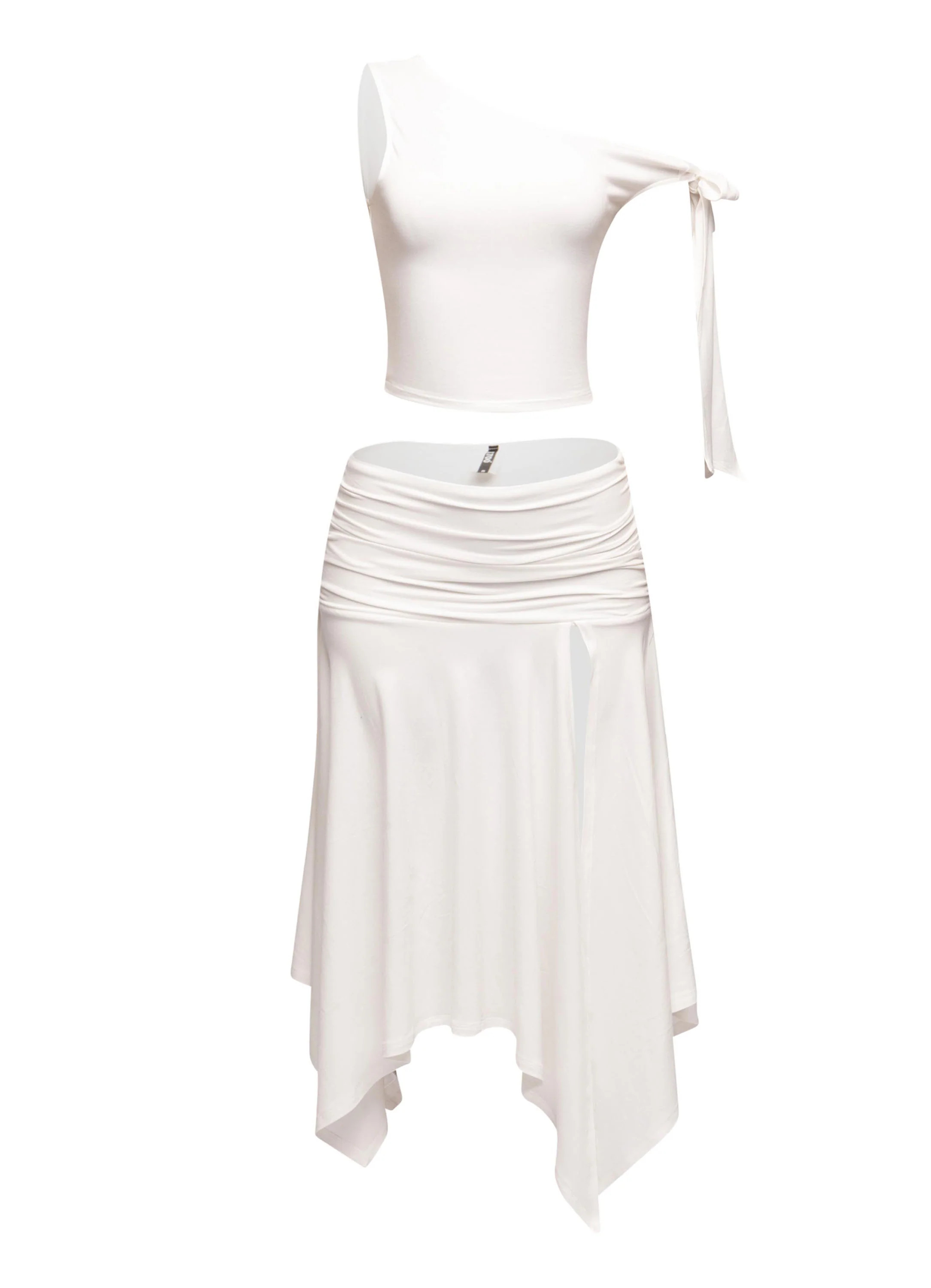 One shoulder tied detailed skirt set | Bogomore