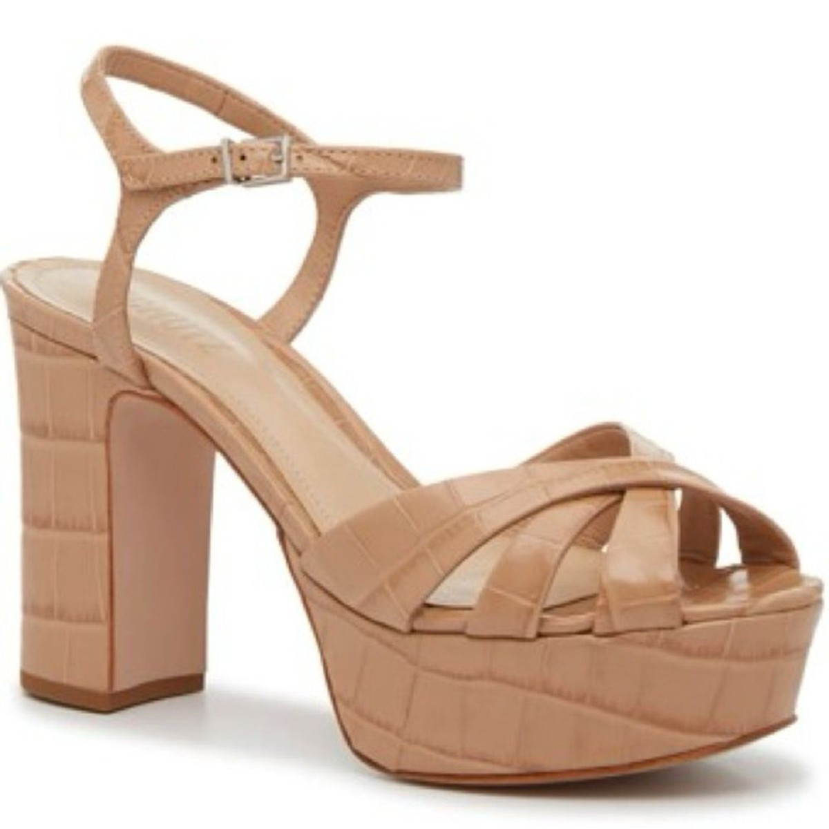 Schutz Keefa Platform Sandals - Size 10 - Beige Wide Crocodile Print - NWB | eBay US