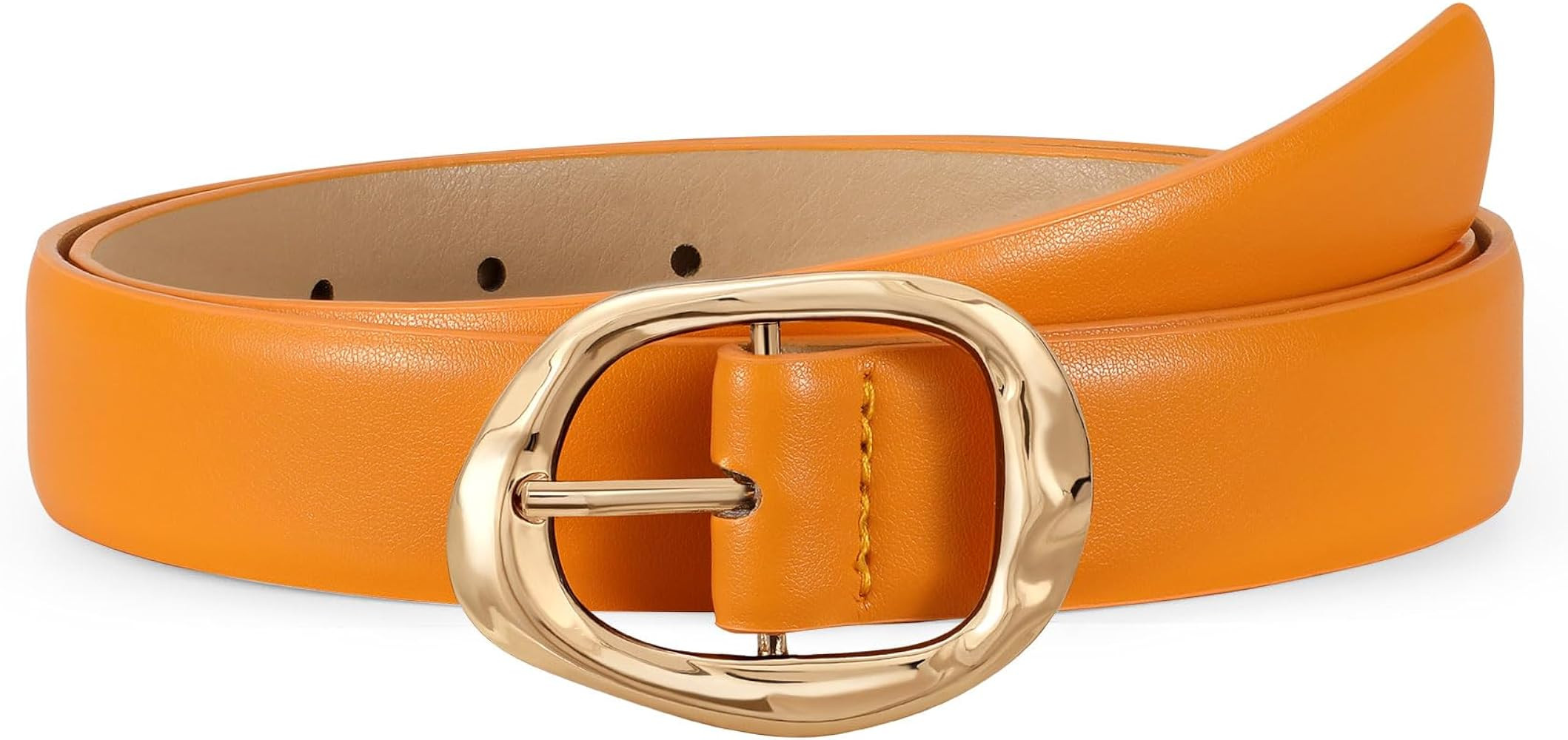 Women Leather Belt for Jeans Pants Ladies Casual Waist Belt Fashion Women Belt with Gold Buckle | Amazon (US)