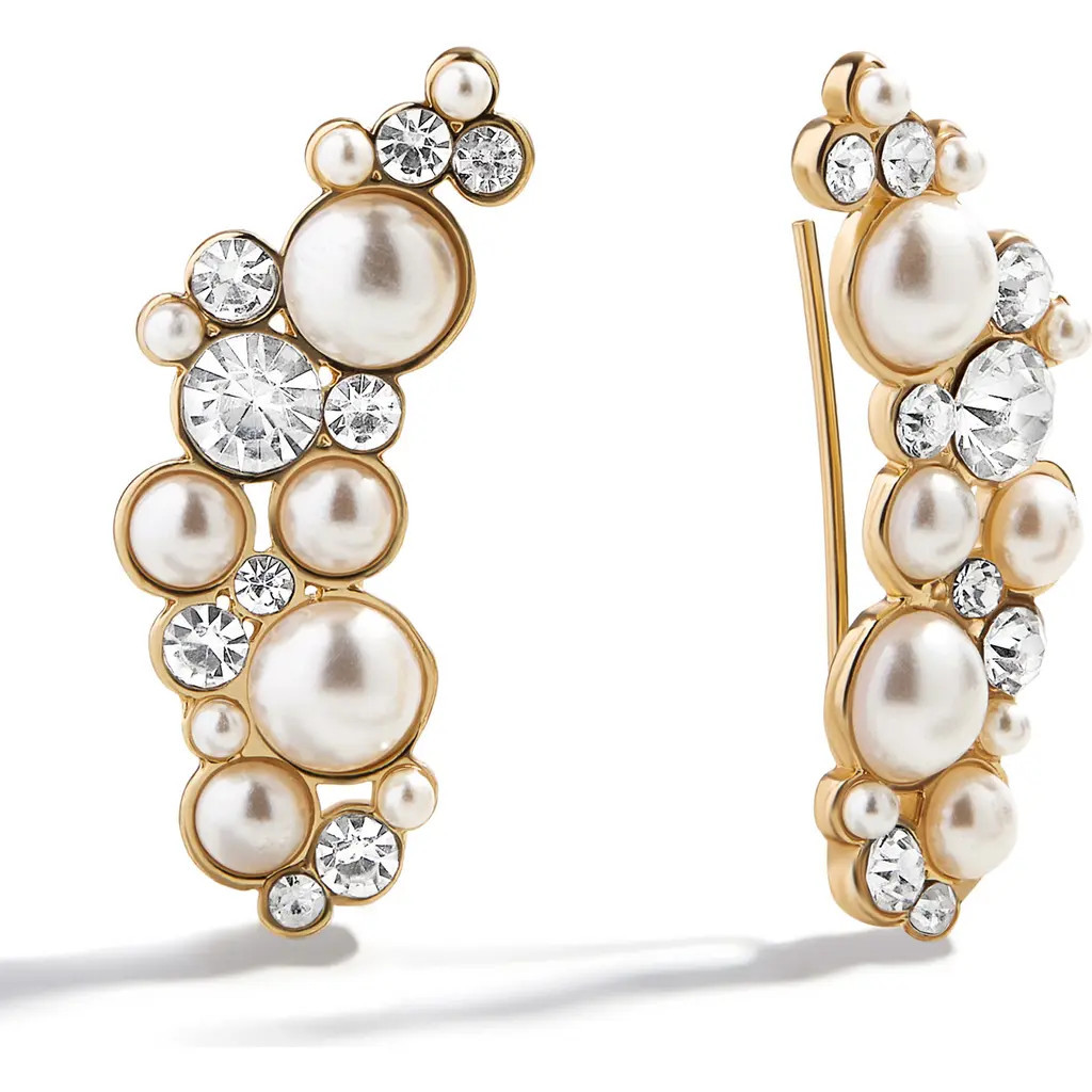BaubleBar Effie Faux Pearl Ear Crawlers in Gold/Clear at Nordstrom | Nordstrom