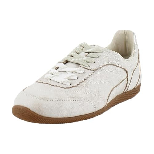 Off White Crackled Leather Athletic Shoes by DOLCEVITA | Amazon (US)