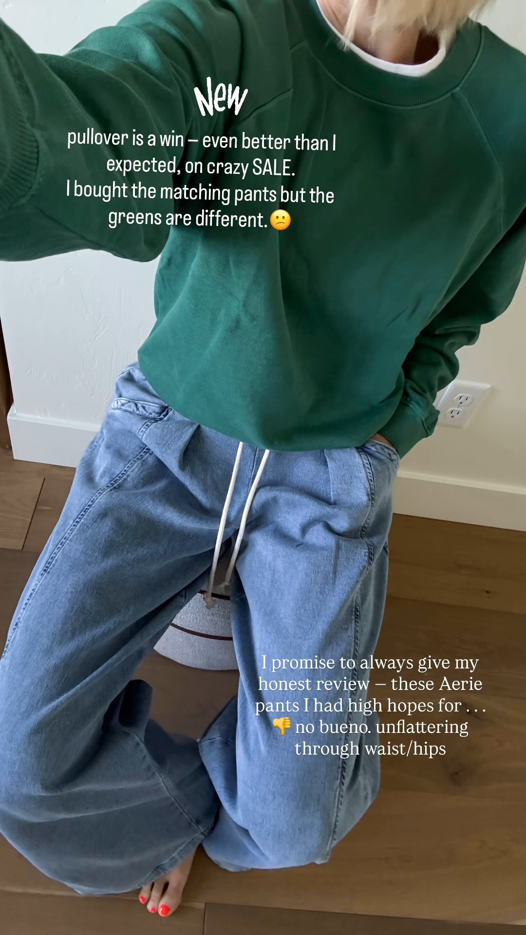 New vintage green pullover— such a beautiful color and the best slouchy fit. On clearance for $22 and more colors as little as 18 bucks. These are the Aerie pants I shared and unfortunately, I do not think they’re flattering. I’m gonna pass.
Pullover fits true to size, I’m wearing a medium

#LTKgrwm #LTKmomlife #LTKOver40