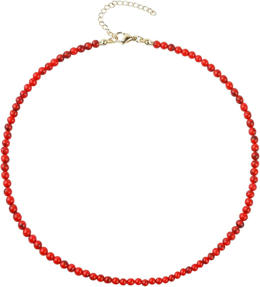 Turquoise Necklaces for Women Turquoise Beaded Necklace Handmade Bead Necklace 14K Gold Chain Boh... | Amazon (US)