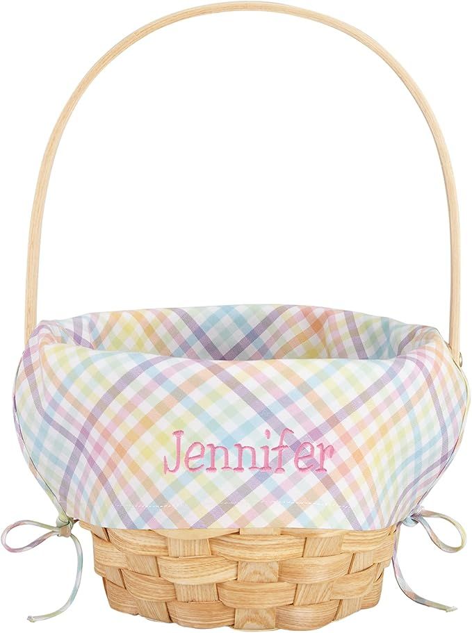 Let's Make Memories Personalized Create Your Own Wicker Easter Basket – Pink Gingham Design - B... | Amazon (US)
