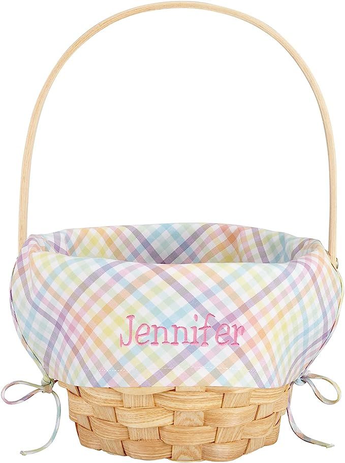 Let's Make Memories Personalized Create Your Own Wicker Easter Basket – Pink Gingham Design - B... | Amazon (US)