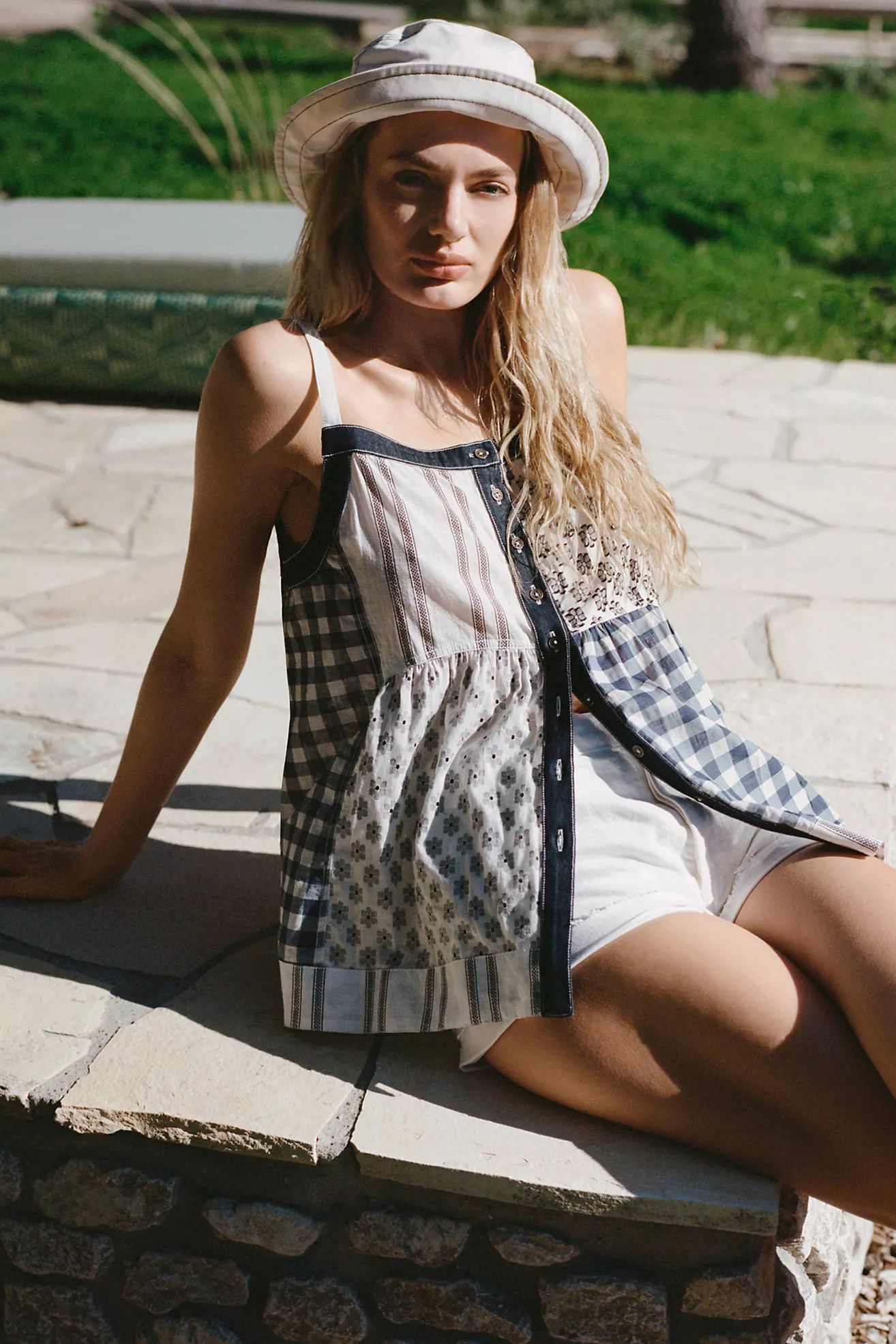 Pilcro Mixed Patterned Babydoll Tank | Anthropologie (US)