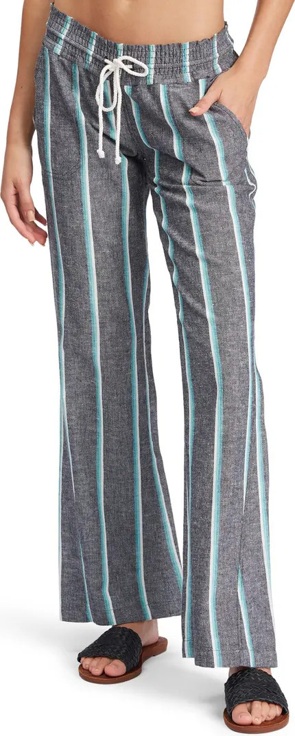 Oceanside Stripe Cotton & Linen Drawstring Pants | Nordstrom
