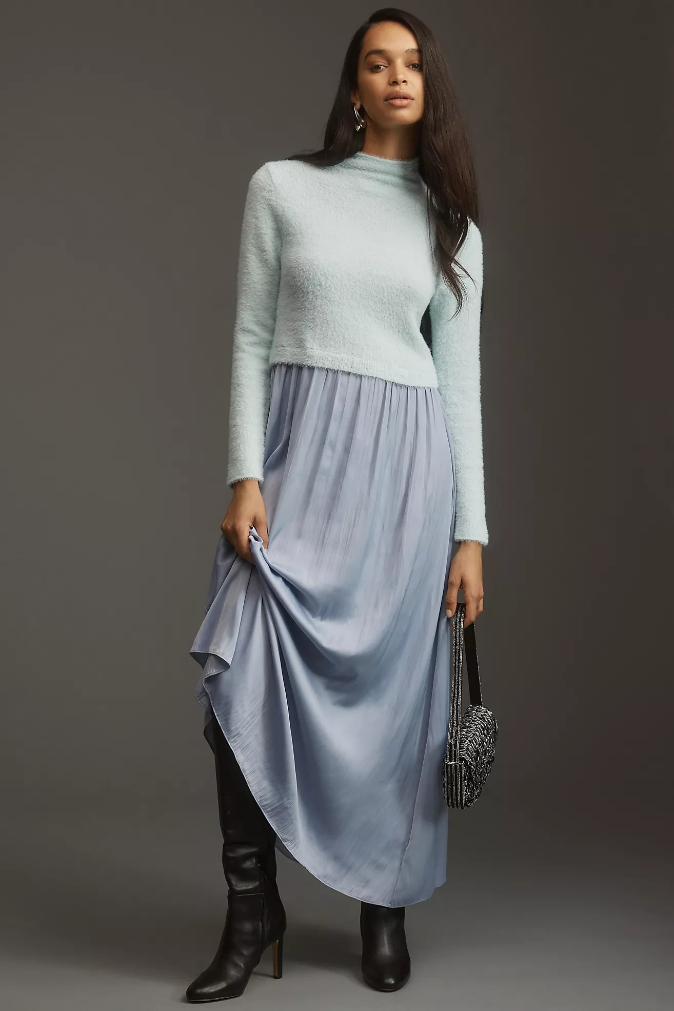 By Anthropologie Long-Sleeve Eyelash Twofer Sweater Dress | Anthropologie (US)