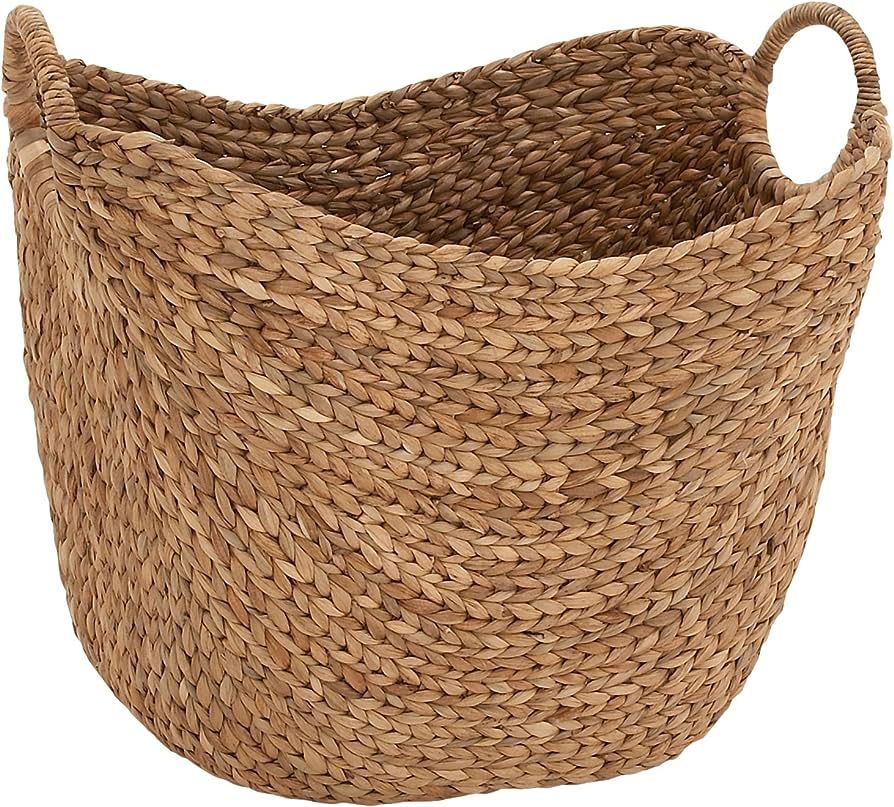 Deco 79 Seagrass Handmade Large Woven Storage Basket with Ring Handles, 20" x 18" x 19", Brown | Amazon (US)