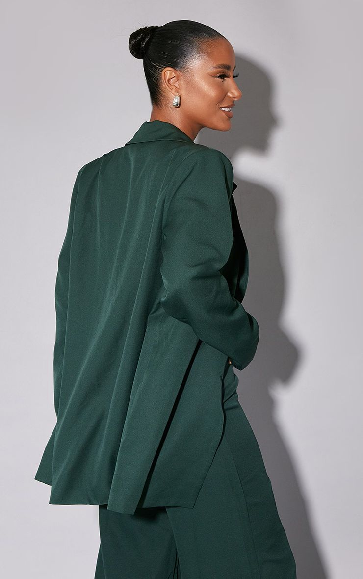 Dark Green Woven Oversized Suit Jacket | PrettyLittleThing US