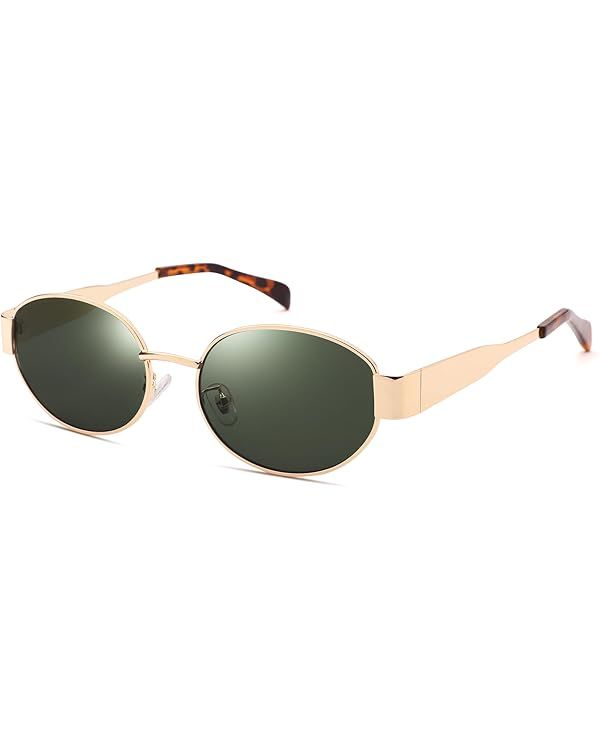 Pro Acme Retro Oval Sunglasses,Trendy Classic Shades Metal Frame Sun Glasses UV400 Protection | Amazon (US)