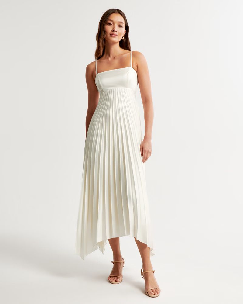 Women's The A&F Giselle Clasp-Back Pleated Midi Dress | Women's New Arrivals | Abercrombie.com | Abercrombie & Fitch (US)