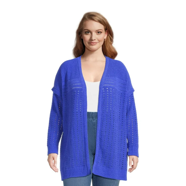Terra & Sky Women's Plus Size Open Front Chenille Cardigan Sweater | Walmart (US)