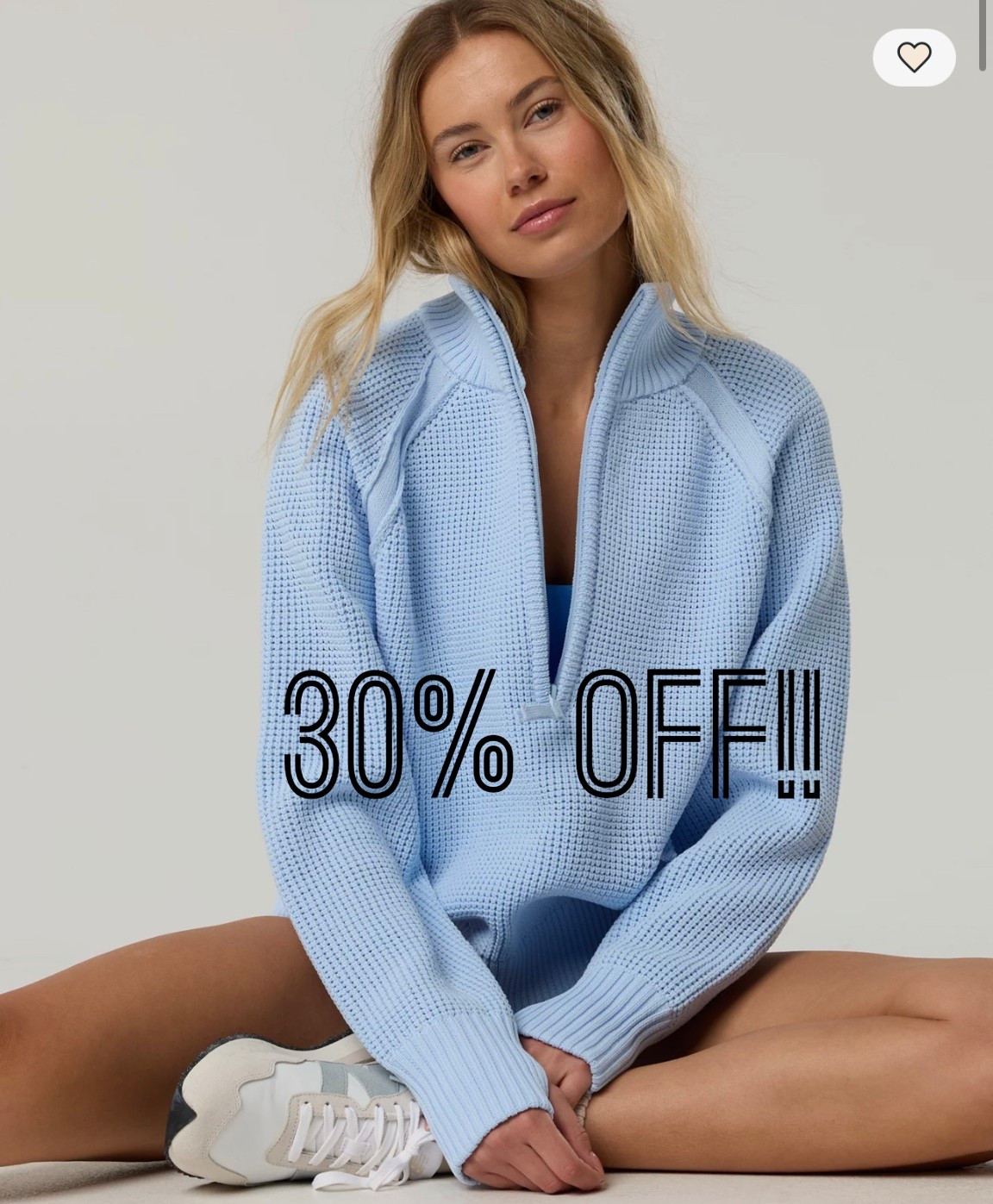 I love this color blue! Aerie 30% off waffle knit half zip. Lots of sizes available. ￼

#LTKSaleAlert