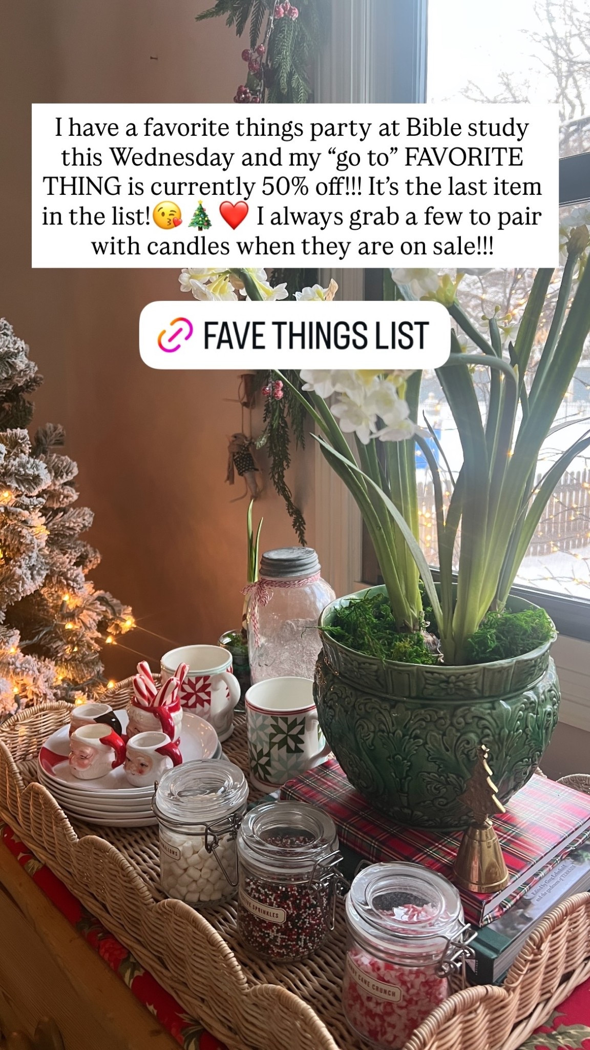 I have a favorite things party at Bible study this Wednesday and my “go to” FAVORITE THING is currently 50% off!!! It’s the last item in the list!😘🎄❤️ I always grab a few to pair with candles when they are on sale!!!

#LTKHome #LTKGiftGuide #LTKHoliday