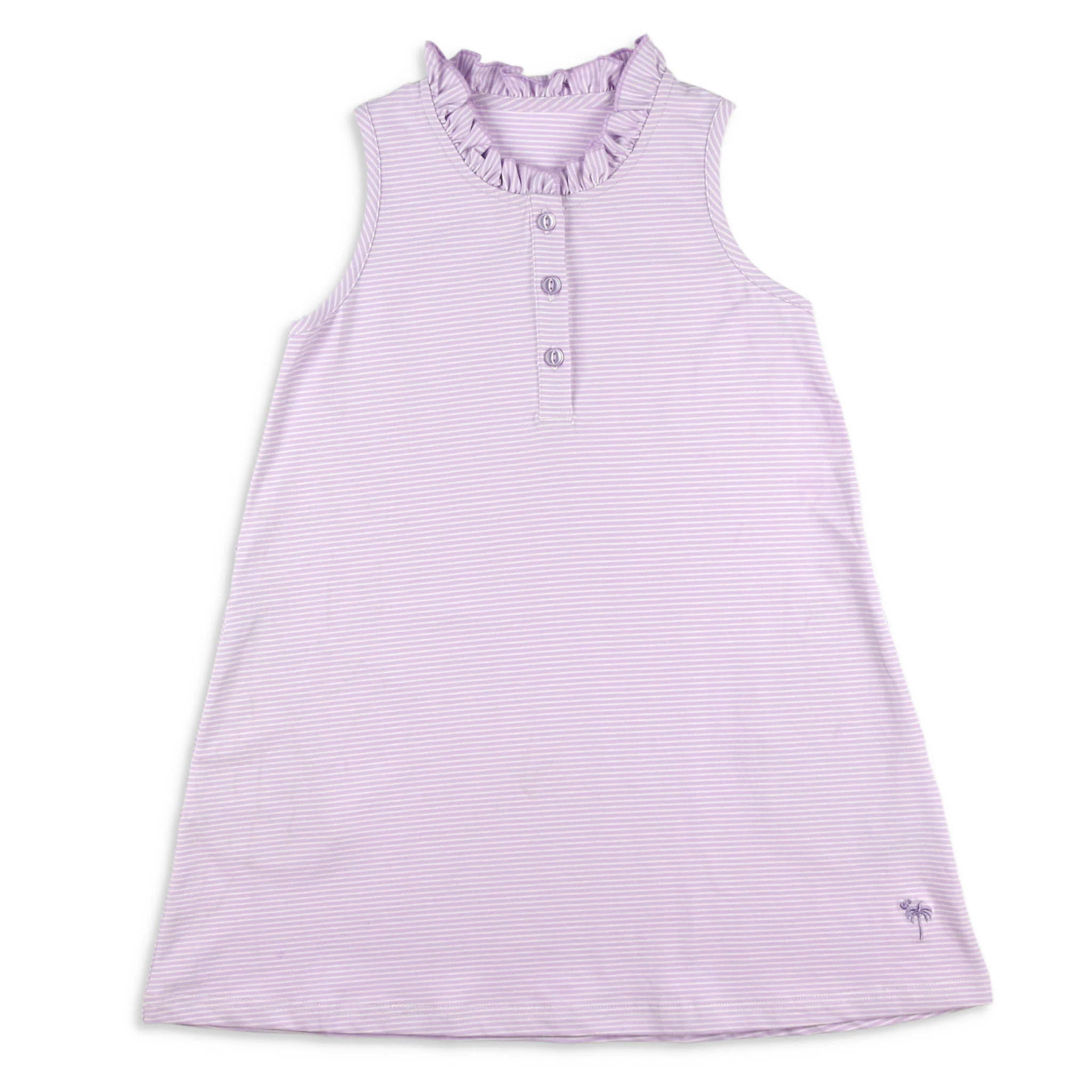 Girls Ruffle Neck Dress - St. Simons Stripe - Shrimp and Grits Kids | Shrimp and Grits Kids