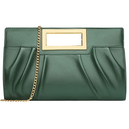 KKXIU Women Clutch Purse Elegant Pleated Evening Bag for Wedding Prom Bridal with Chain Strap (Olive) | Amazon (US)