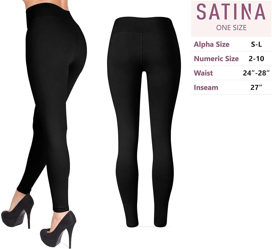 SATINA High Waisted Leggings for Women - Soft Women’s Leggings in Capri & Full Lengths - Regular and | Amazon (US)