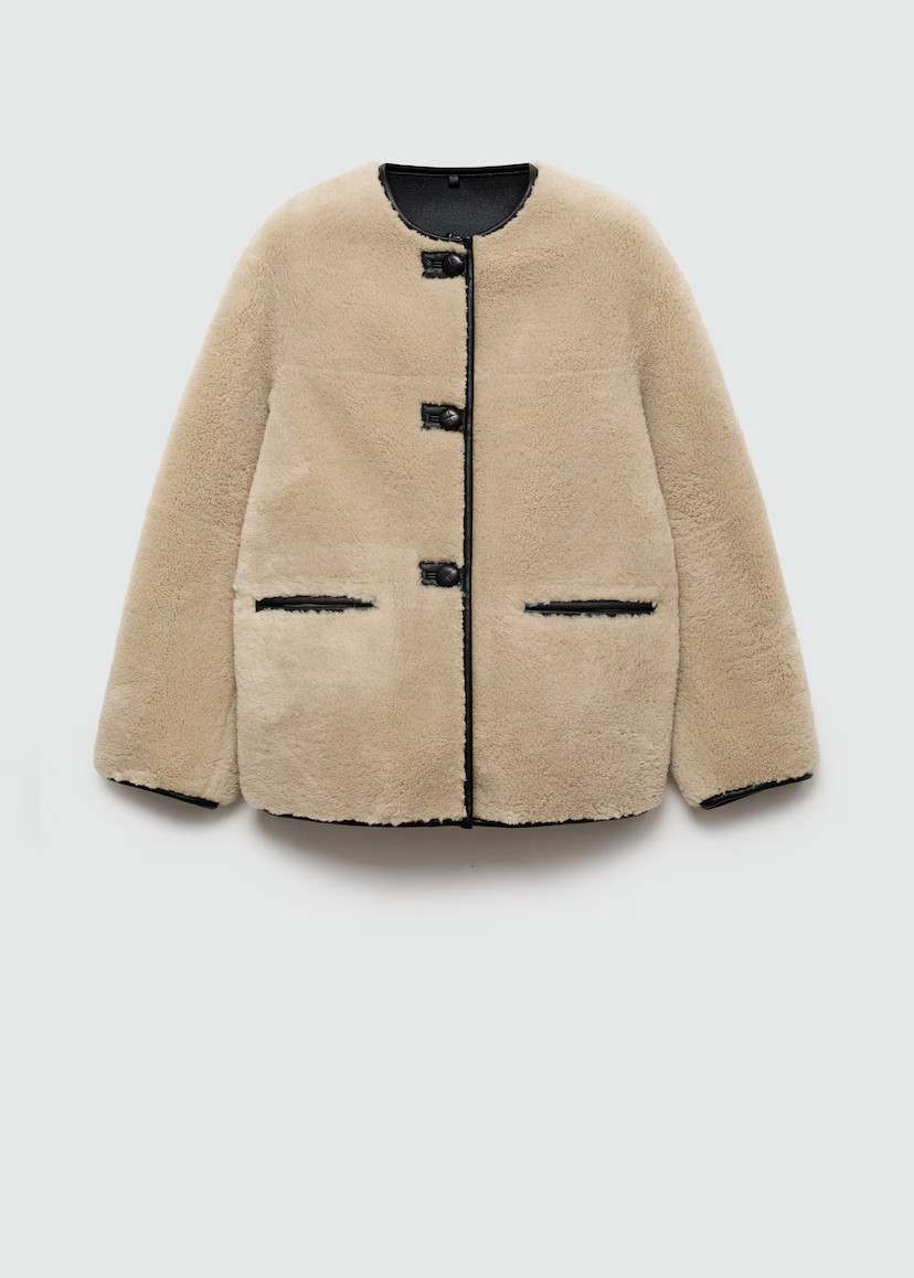 Fur-effect coat with appliqués - Women | MANGO USA | Mango (US/MX/AU)
