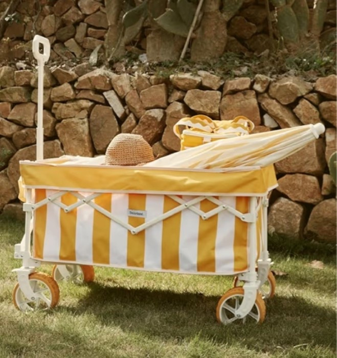 The beach essential that saves you from making five trips back to the car. 🏖️ This foldable beach wagon with oversized sand tires makes it easy to haul towels, chairs, coolers, umbrellas, toys, snacks, and everything else you need for a perfect day by the water. The Cala Serena stripe gives it that elevated coastal look while the large capacity design keeps summer adventures organized and stress-free. Perfect for beach days, lake trips, camping weekends, and family vacations. 

Once you have one, you'll wonder how you ever lived without it. ☀️

#LTKSeasonal #LTKTravel #LTKU