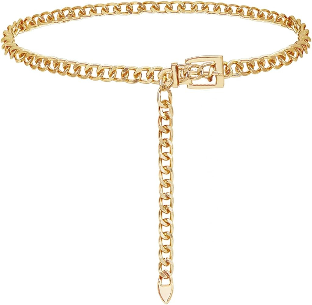 FIORETTO Chain Belt for Women Metal Waist Chain Fashion Multilayer Chain Belts for Dress | Amazon (US)