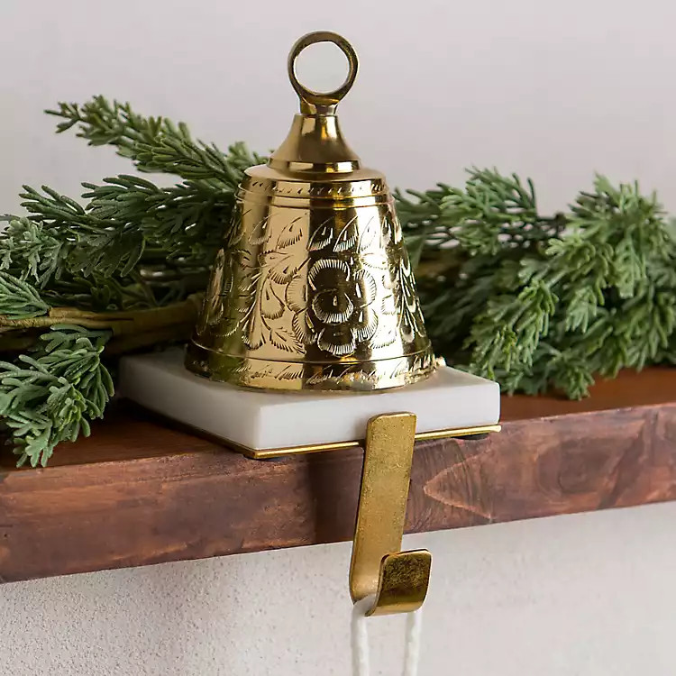 New! Gold Metal Bell Stocking Holder | Kirklands