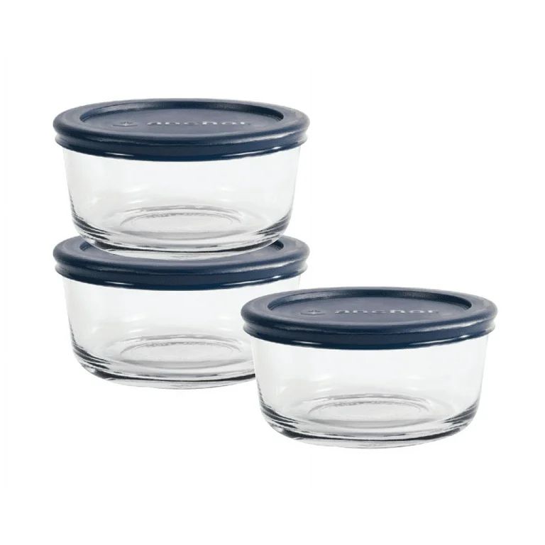 Anchor Hocking Glass Food Storage Containers with Lids, 2 Cup Round, Set of 3 | Walmart (US)