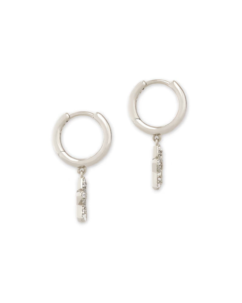 Jae Star Silver Huggie Earrings in White Crystal | Kendra Scott | Kendra Scott