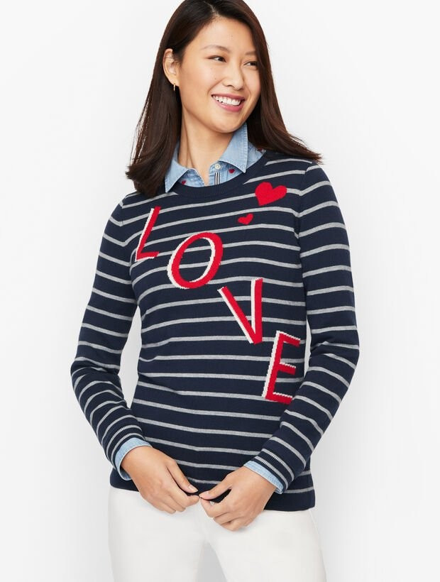 Crewneck Sweater - Love Stripe | Talbots