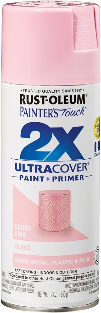 Rust-Oleum 334028 Painter's Touch 2X Ultra Cover Spray Paint, 12 oz, Gloss Candy Pink | Amazon (US)