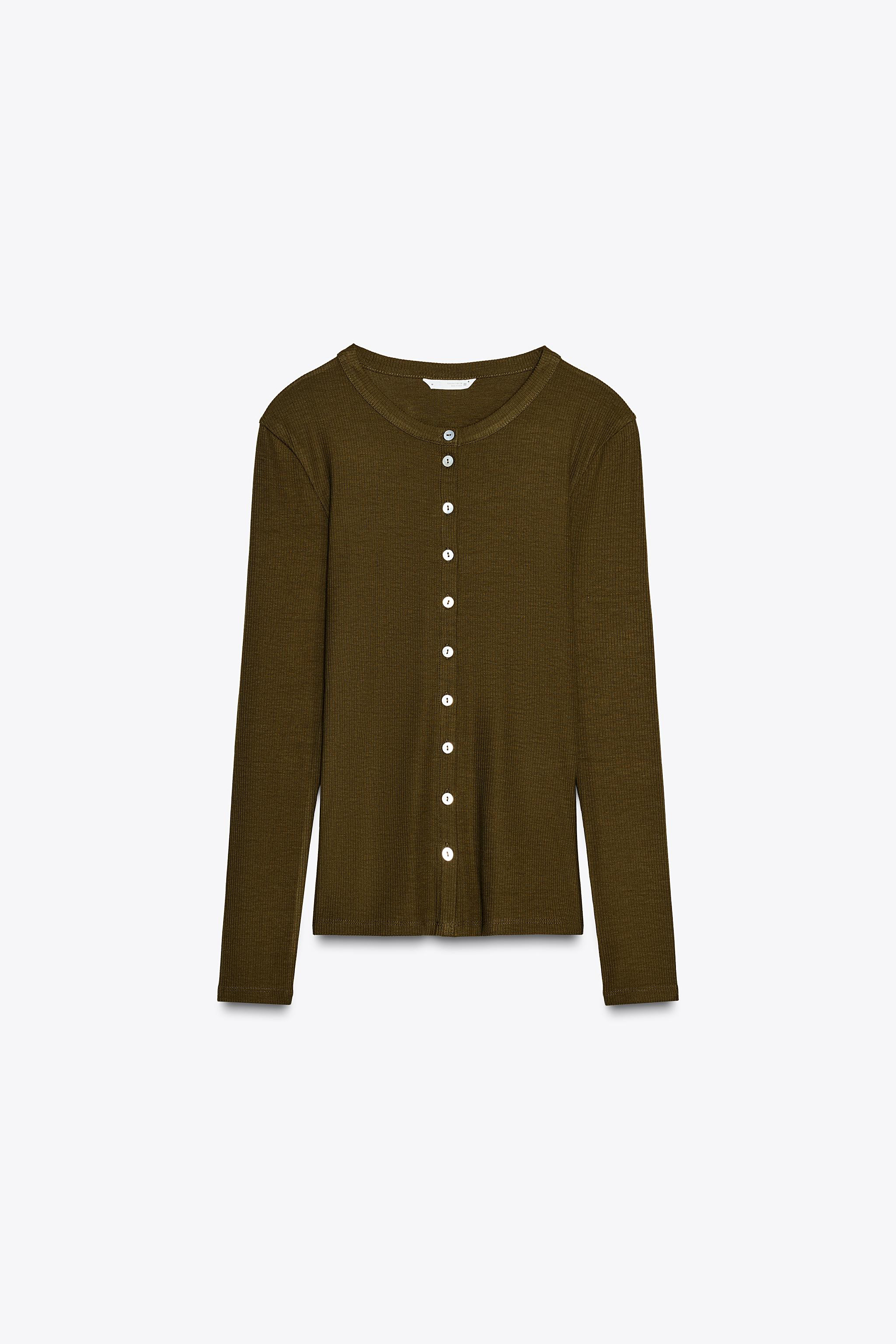 BUTTONED RIBBED T-SHIRT | Zara UK