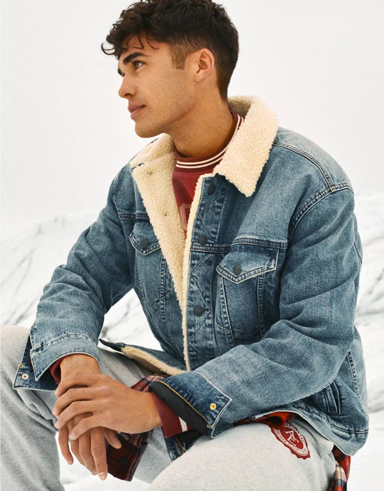 AE Sherpa Lined Denim Jacket | American Eagle Outfitters (US & CA)