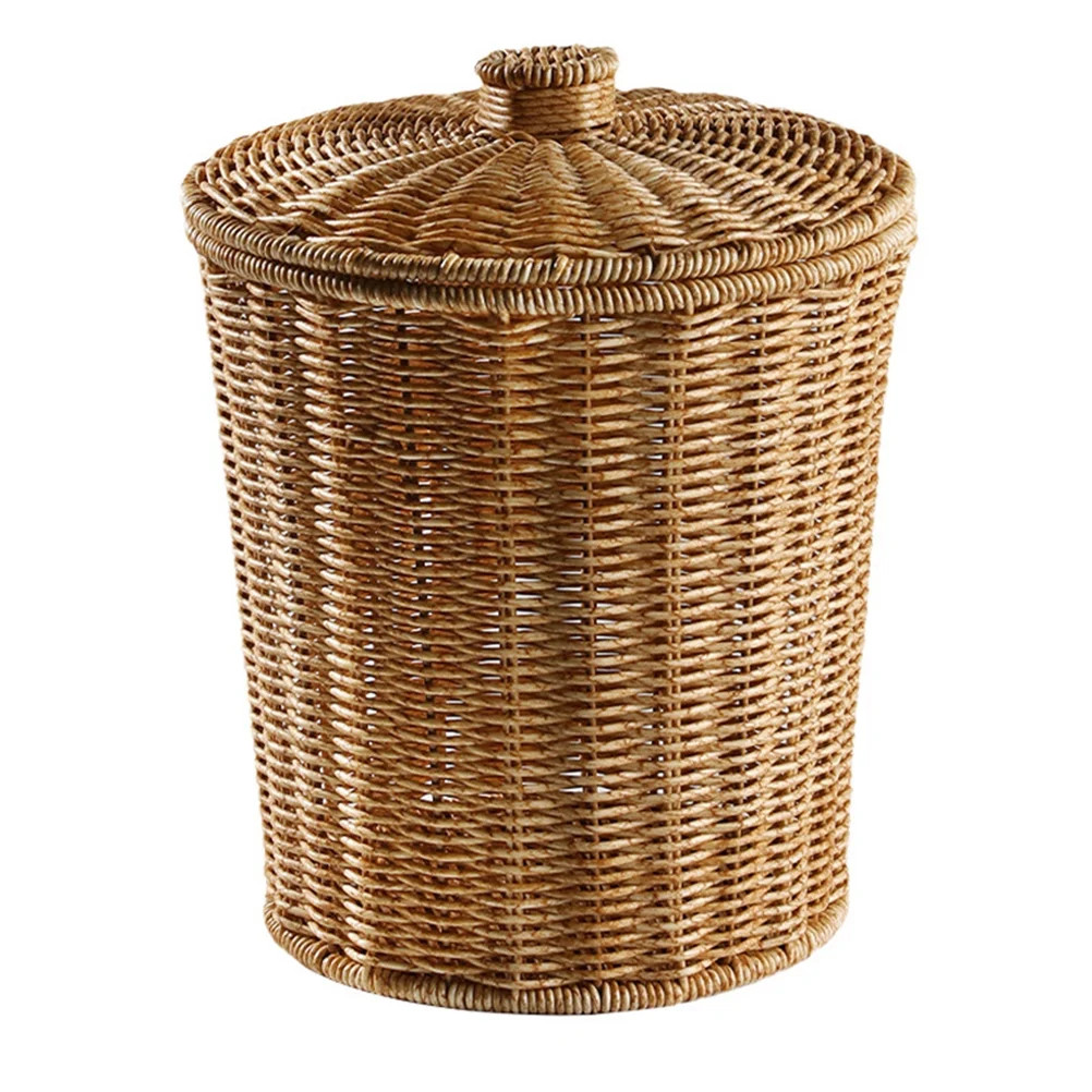 NUOLUX 1pc Simple Woven Storage Holder Storage Basket with Lid for Home Hotel | Walmart (US)