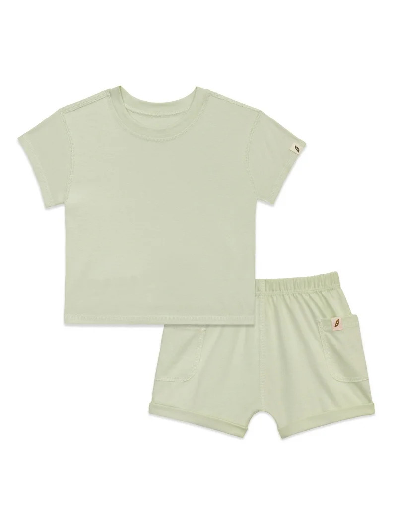 easy-peasy Baby Organic Cotton T-Shirt and Shorts Set, 2-Piece, Sizes 0-24 Months | Walmart (US)