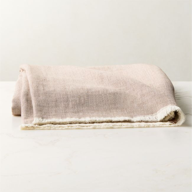 Bryn Light Taupe Organic Cotton and Linen Throw Blanket | CB2