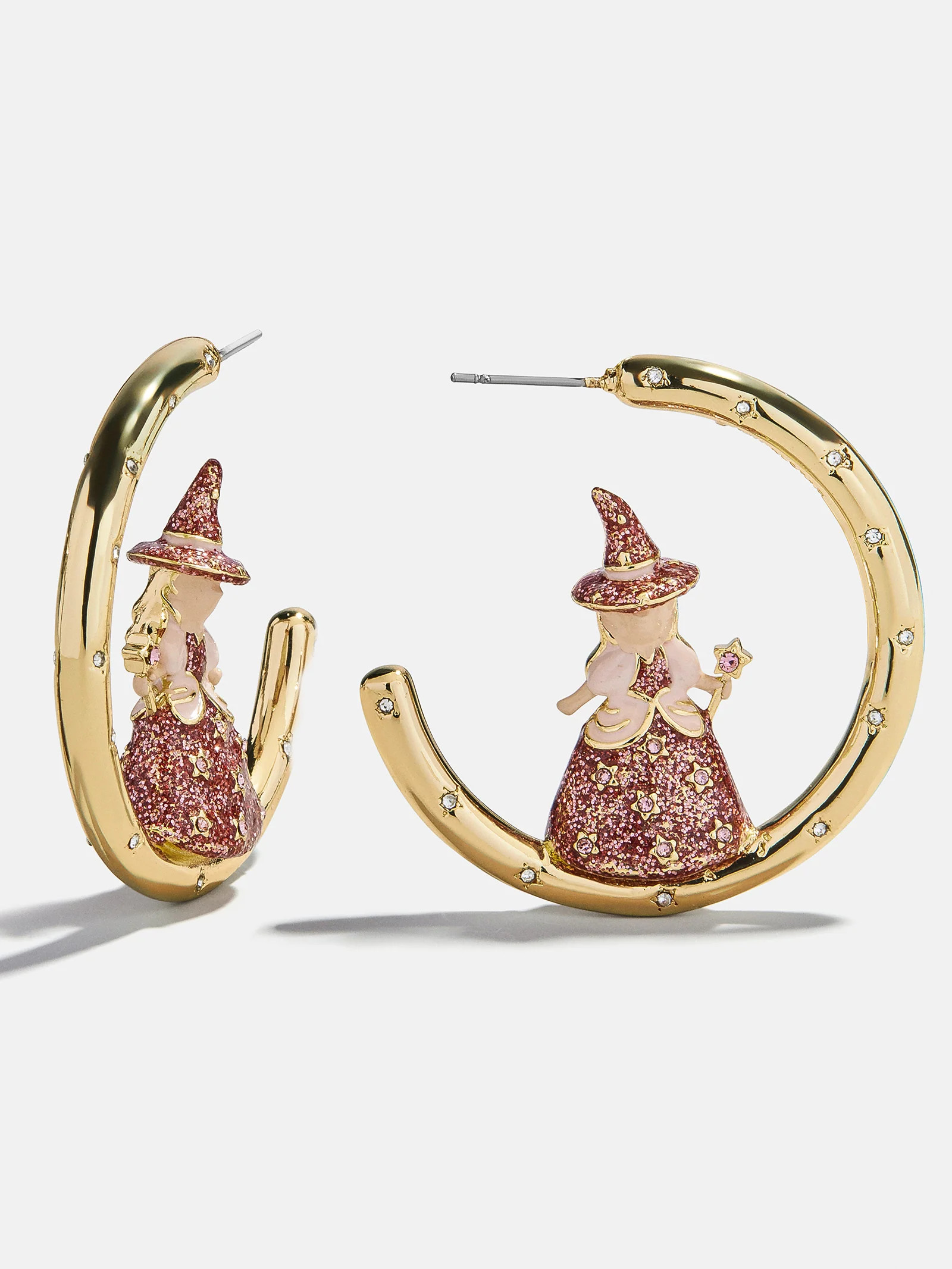 Good Witch Hoop Earrings - Gold/Pink | BaubleBar