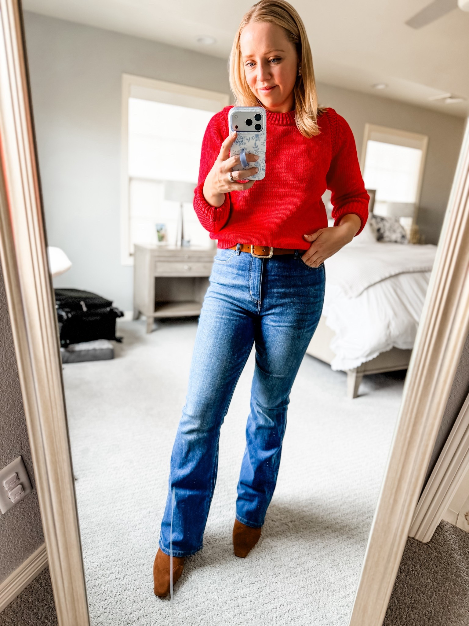 Petite friendly winter outfit! I love this festive red sweater and petite bootcut jeans. Both fit tts and pair well with pointed toe boots. 40% off at Ann Taylor! 

Winter outfit, petite, bootcut jeans, red sweater, Ann Taylor 

#LTKSaleAlert #LTKPetite