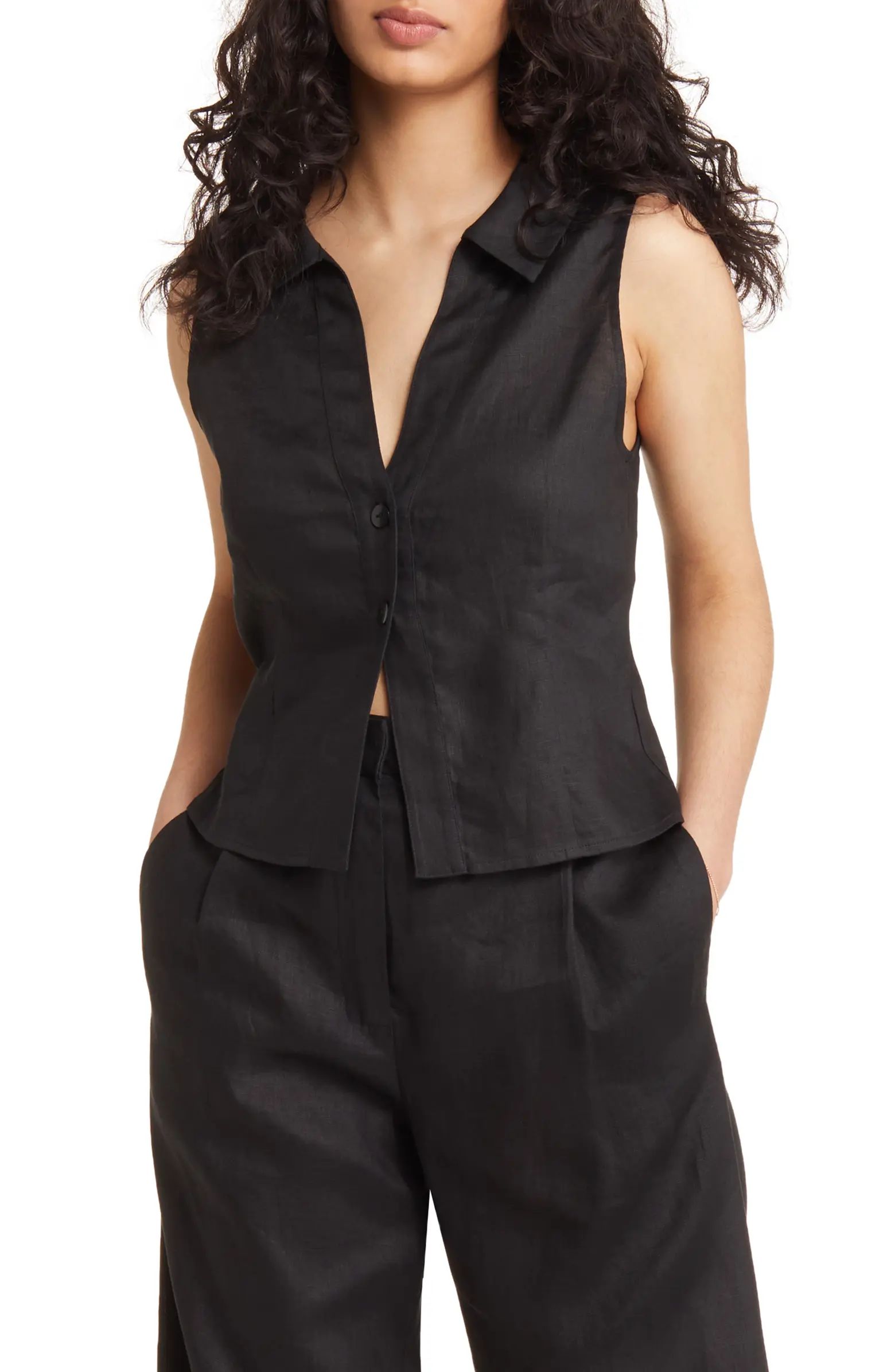 Devin Sleeveless Linen Shirt | Nordstrom