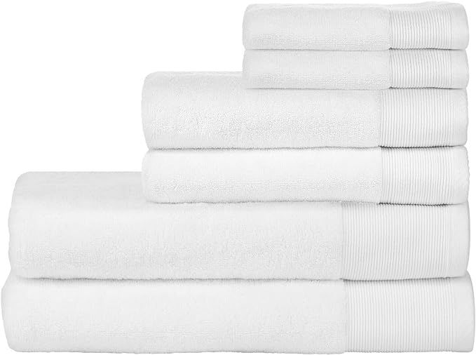 Nate Home by Nate Berkus 100% Cotton Terry 6-Piece Bath Towel Set - 2 Bath Towels, 2 Hand Towels,... | Amazon (US)