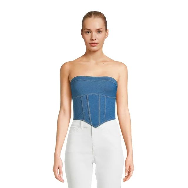 No Boundaries Juniors Strapless Denim Bustier | Walmart (US)