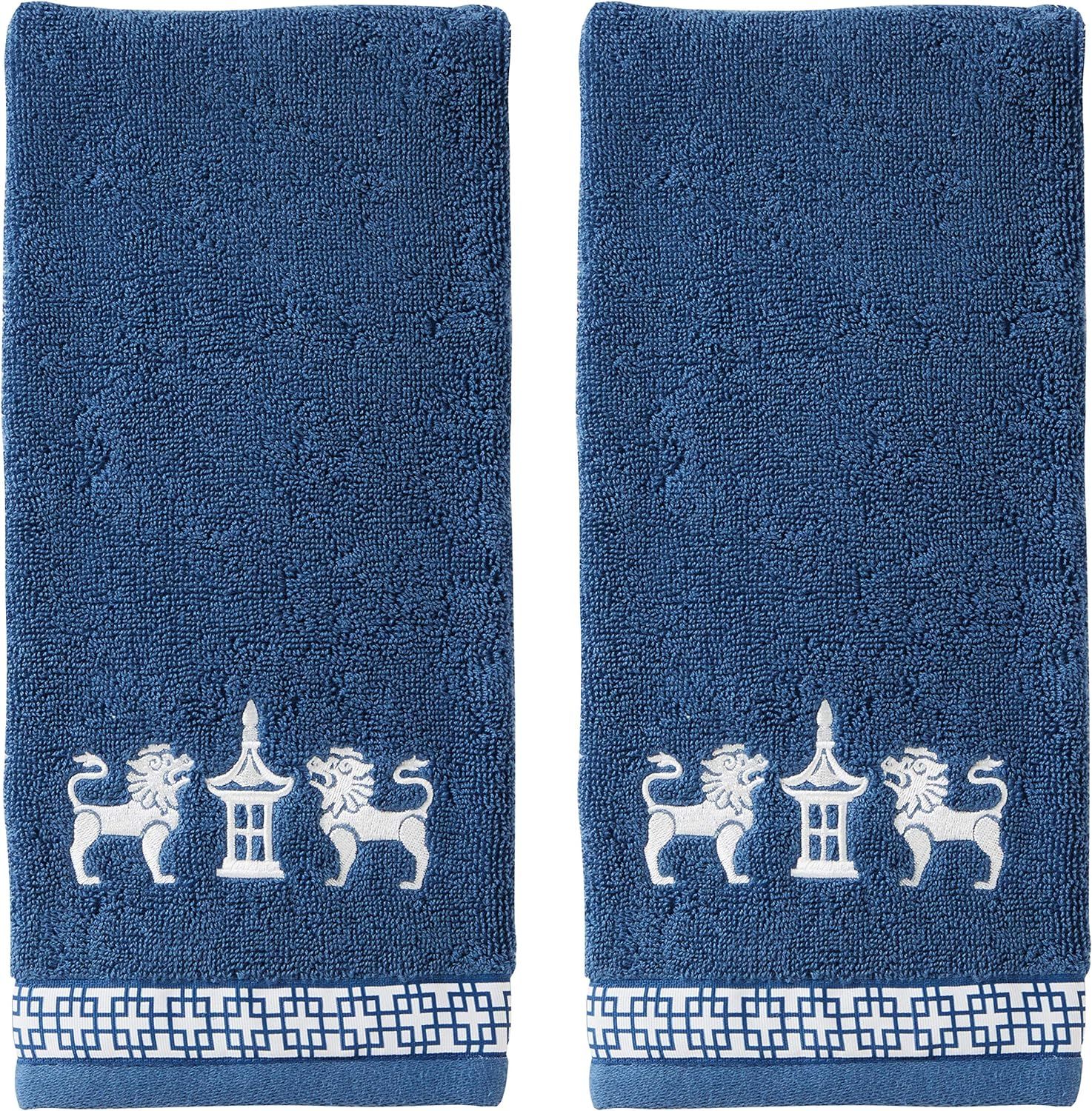 SKL HOME by Saturday Knight Ltd. Vern Yip Chinoiserie Hand Towel Set, Navy 2 Count | Amazon (US)