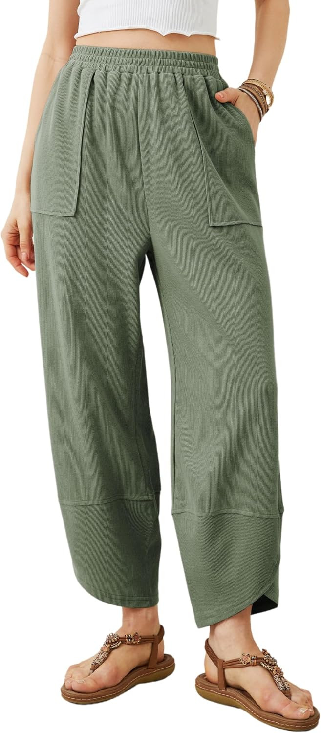 Xiaoxuemeng Womens Baggy Wide Leg Pants Casual Elastic Waisted Harem Pants | Amazon (US)