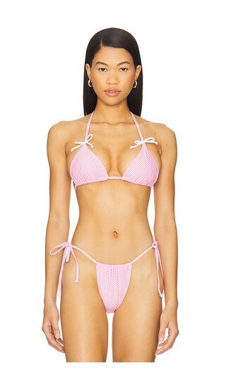 Solare Bikini Top in Pink & White | Revolve Clothing (Global)