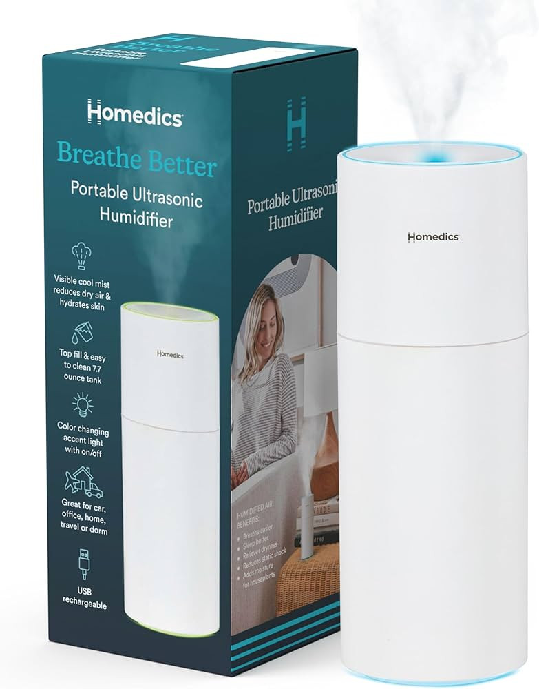 Homedics Portable Humidifier - Small Air Humidifiers for Bedroom, Plants, Office, Travel - Cool M... | Amazon (US)